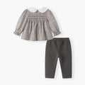 Girls' autumn two-piece outfit:  new collection, floral print long-sleeve collared dress set for kids
