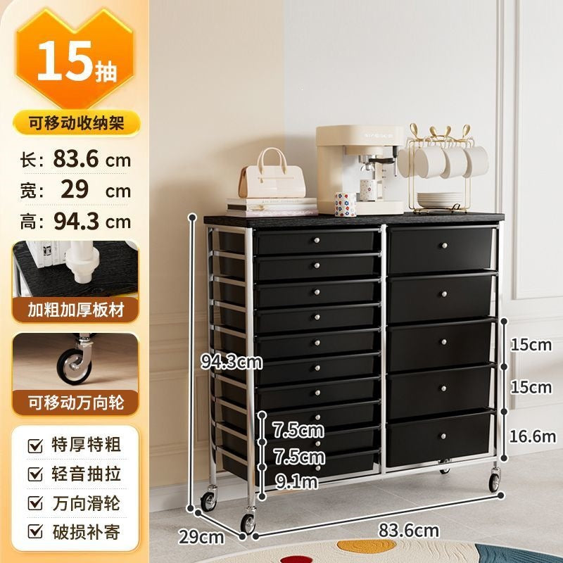 Multi-tiered storage cabinet with drawers - versatile organizer for home, space-saving, black