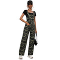 European and american style overalls  cross-border women's clothing street fashion camouflage large flap pocket pantsstraight-leg denim overalls