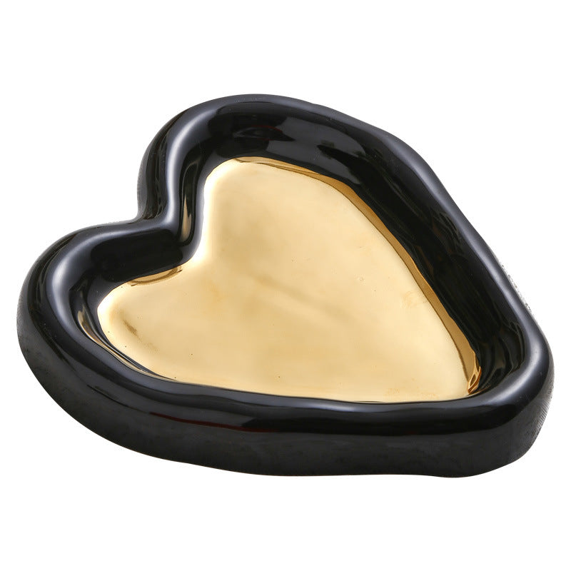 Instagram-worthy photo prop tray, heart-shaped personalized jewelry storage dish, electroplated glossy high-end jewelry display plate