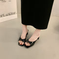 French bow chunky heel sandals - women's summer 2025 new collection - plus size open toe heels for export