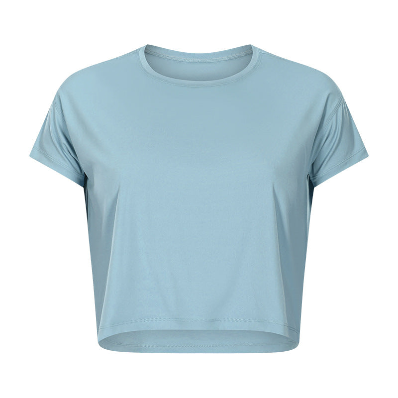 European and american new sexy cropped yoga top - women's quick-dry, loose-fit, breathable outdoor sports & fitness apparel ds071