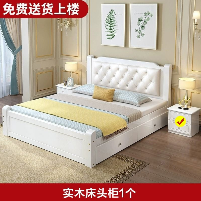 Solid wood bed 1.8m budget-friendly adult master bedroom double bed european style 1.5m home use 1.2m single bed 1m