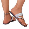 European and american style summer minimalist woven strap plus size flat thong sandals women's lightweight beach slippers wholesale