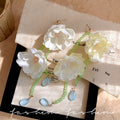 Super fairy white flower beaded tassel earrings for women classy atmosphere exaggerated earrings summer seaside photo accessories