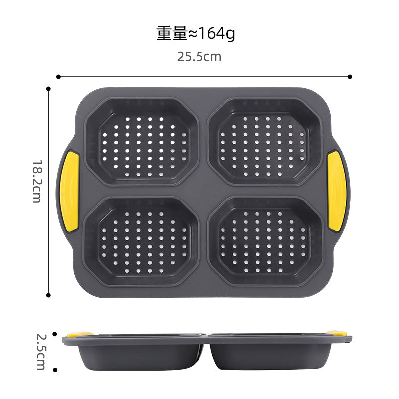 New food-grade 4-cavity silicone bread mold baking pan, home cake mold, diy baking tool