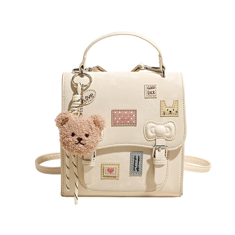 2025 new autumn/winter chic bear crossbody bag, fashionable versatile backpack, unique design double shoulder bag, casual women's bag