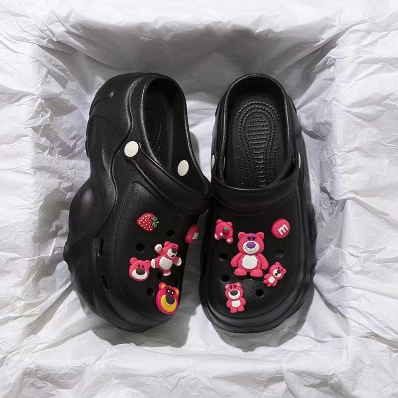 Thick soleeva crocs women's summer outwear 2025new arrivalheight increasing outdoor beach seaside ins toe cap slippers