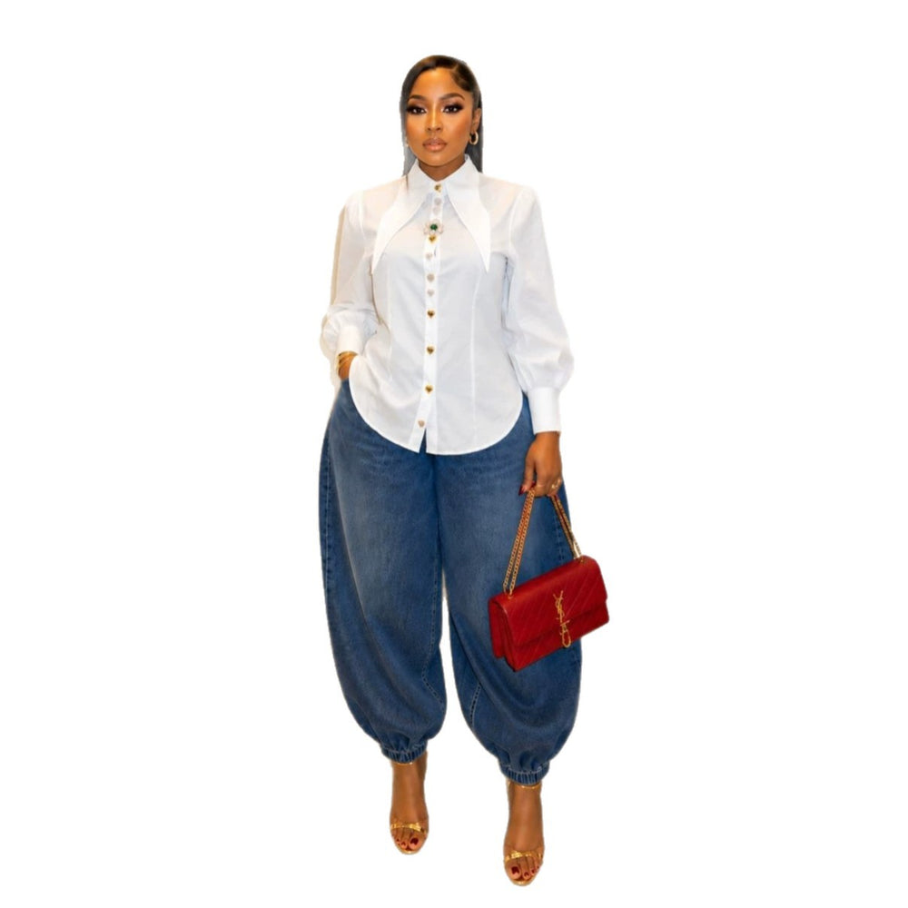 European and american cross-border women's fashion:  summer new arrivals - elegant, commuter-style, designer, slim-fit long sleeve blouse