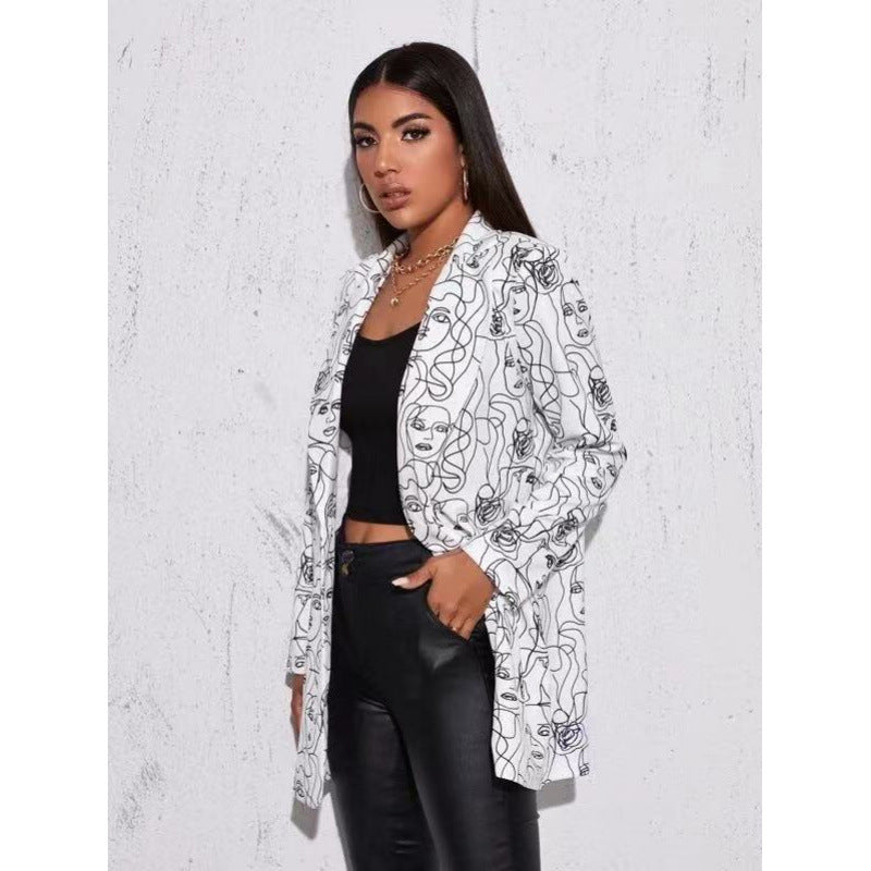 Independent station   fashionexportfashion women's printed suit outwearready stockplus sizeoutwear
