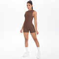 European and american new sleeveless barely-there open-back yoga bodysuit, tight-fitting activewear jumpsuit for outdoor running and fitness