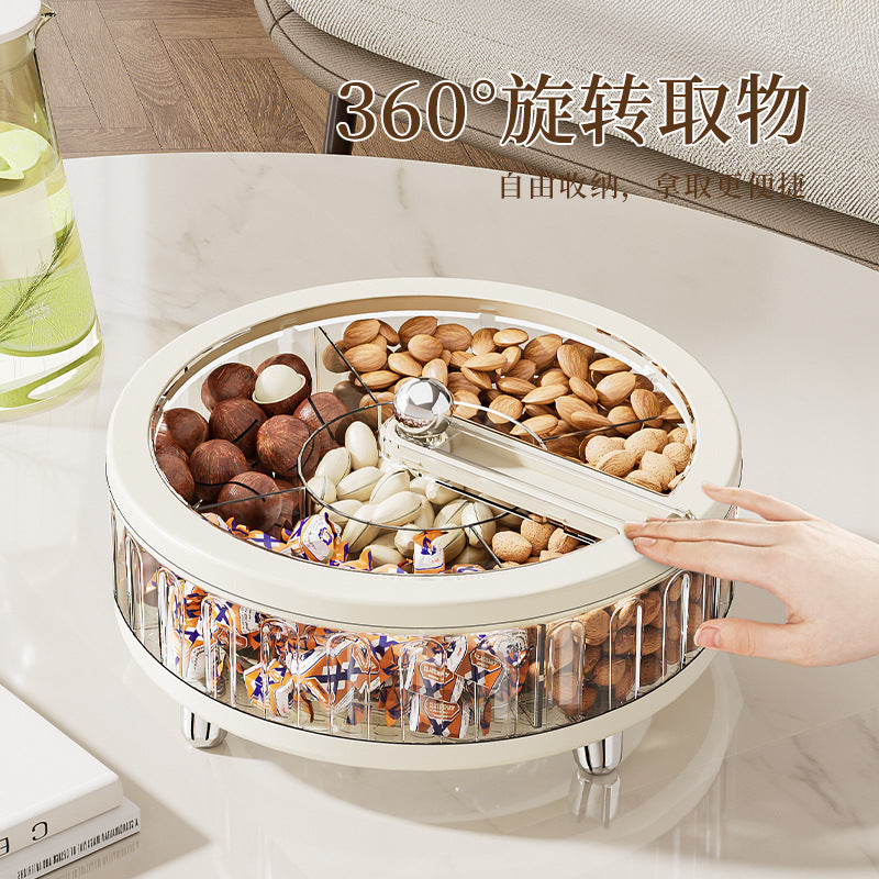 Grid fruit plate household living room desktop coffee table sealed candy box snack storage melon seeds snack nut dried fruit plate