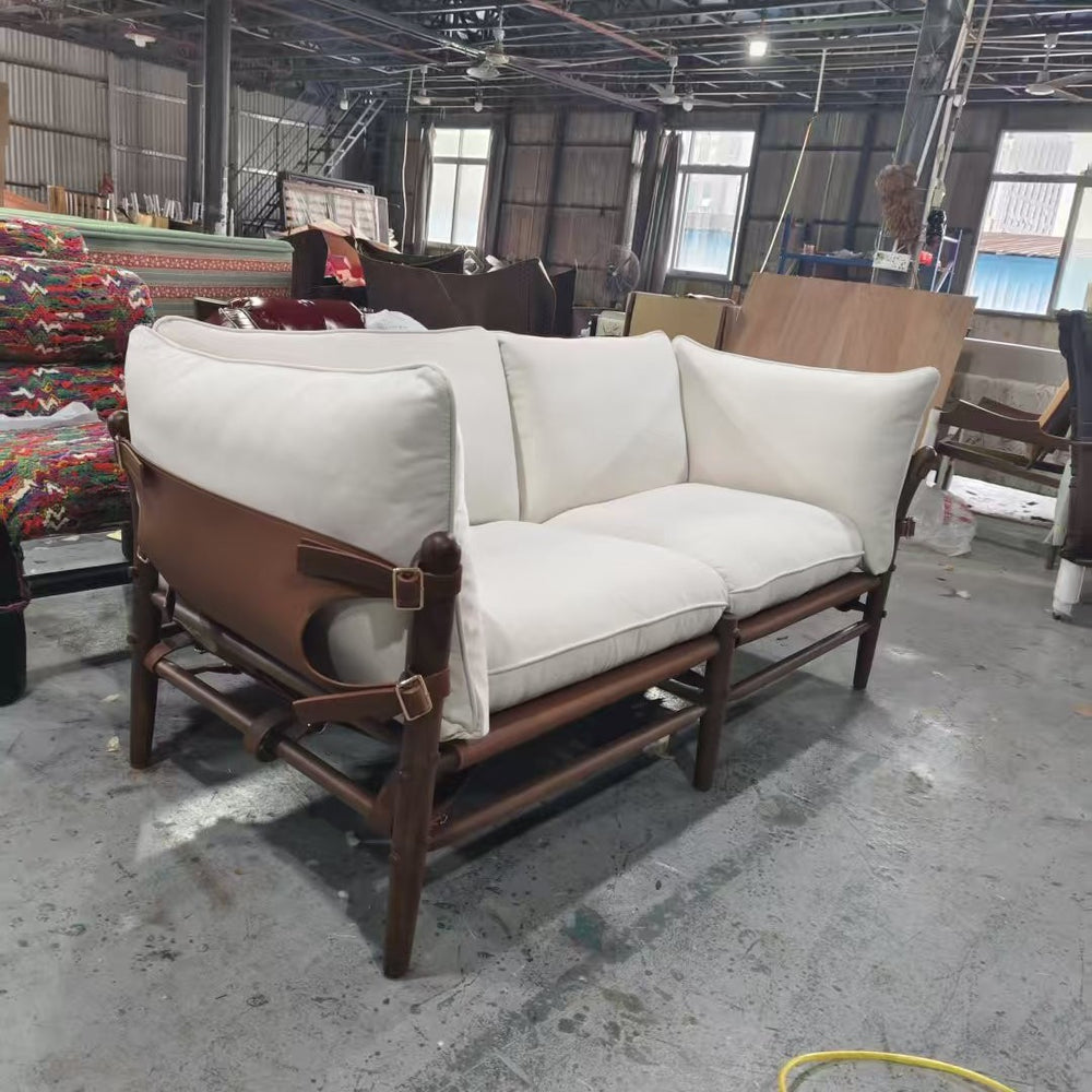 Used leather solid wood b&b art upholstered casual chair designer style living room saddle leather chair wabi-sabi style living room sofa