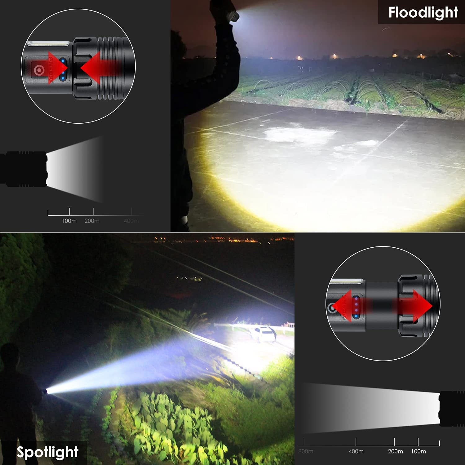 Cross-border new XHP90 + COB strong light flashlight USB charging outdoor zoom side light P160 LED flashlight