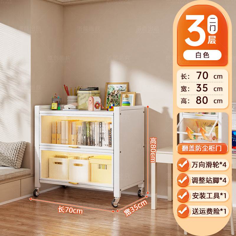 Steel dust-proof bookcase crevice bookshelf living room vertical cabinet with door locker bedroom narrow cabinet floor storage cabinet