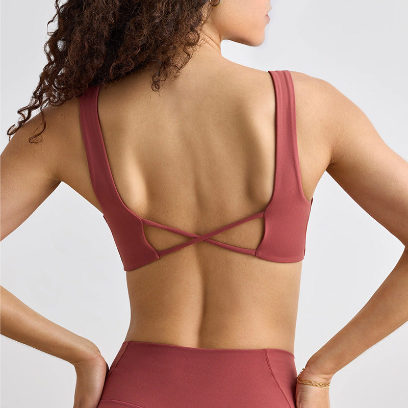 Fashion cross-border nude yoga clothes for women, tight-fitting, quick-drying yoga bra, outdoor running fitness clothes, sports suit