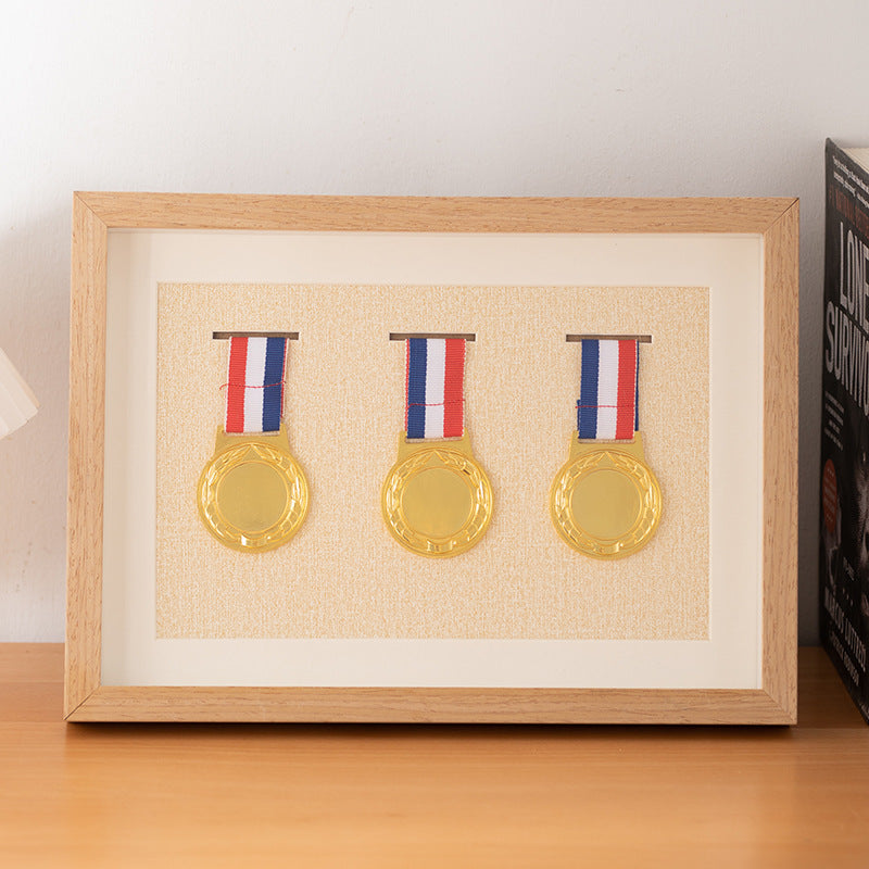 Wooden photo frame table medal storage display photo frame marathon gold medal hollow picture frame 10 inch keep medal