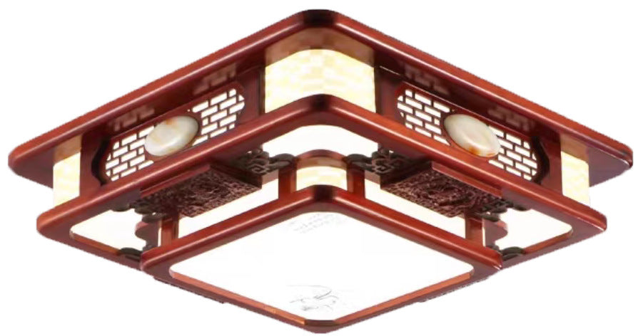 Chinese solid wood ceiling lamp rectangular Chinese style living room lamp antique Chinese lighting bedroom dining room study lighting
