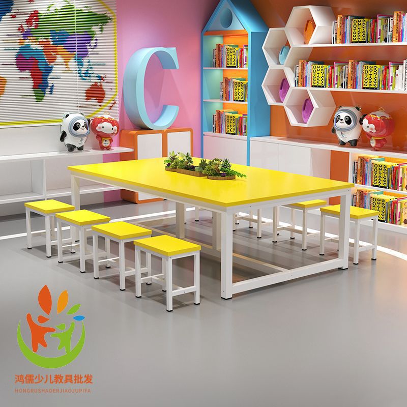 Kindergarten primary school students color desks and chairs children's studio training painting table art manual tutoring class