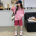Girls' summer lightweight outfit set - trendy & stylish streetwear-inspired activewear for big kids (ages 8-9)