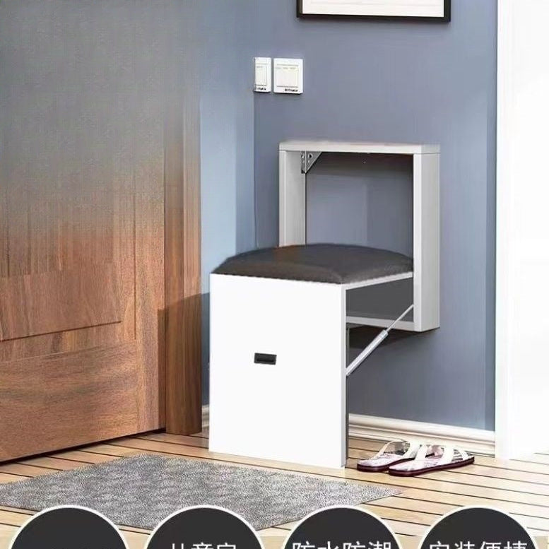 Folding shoe changing stool with soft bag, wall-mounted ultra-thin wall-mounted chair, invisible stool at the door, wall-mounted hidden stool