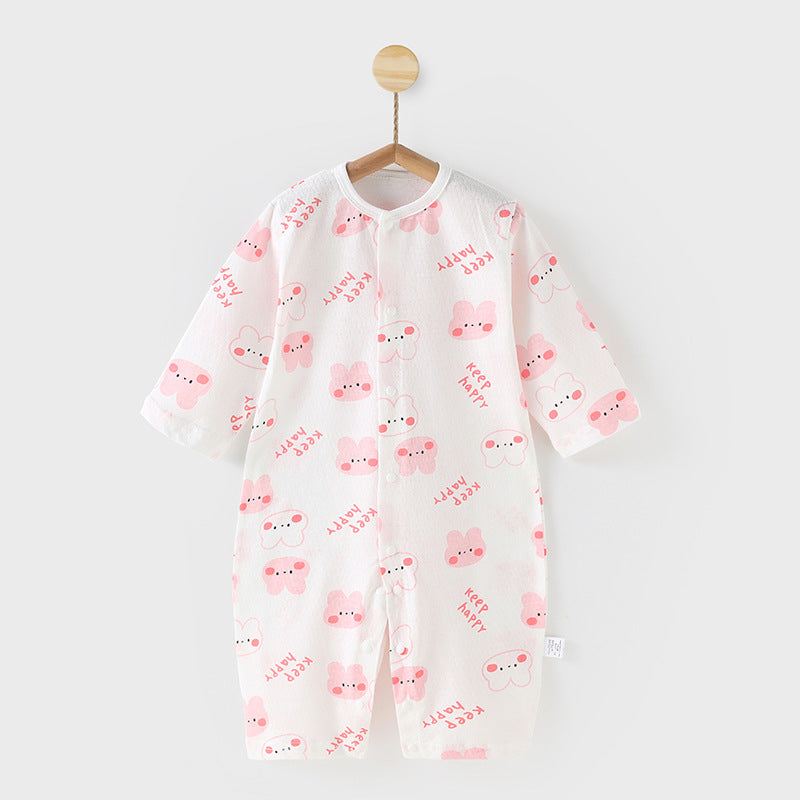 Baby rompers summer thin air conditioning suit baby pure cotton pajamas onesie newborn clothes long sleeve spring and summer outfit