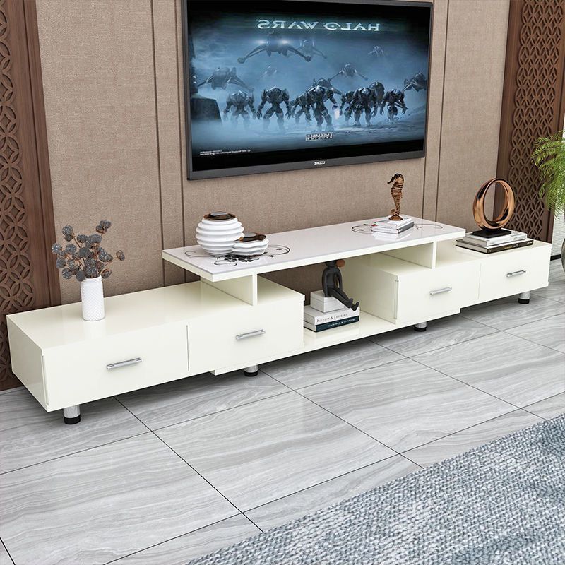 Tempered glass extendable tv stand & coffee table set - minimalist modern european style for small apartments - home living room tv cabinet