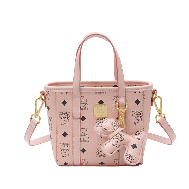 Cross-border high-end printing fashion portable bucket bag women's 2025 new versatile foreign trend shoulder messenger bag