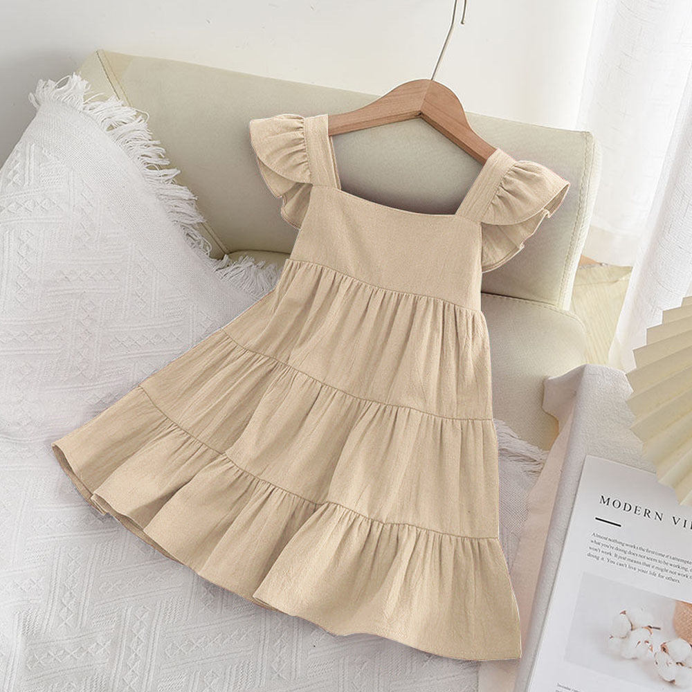 Trendy korean & japanese summer dresses: runaway princess sundresses, new solid color tiered dresses for baby girls