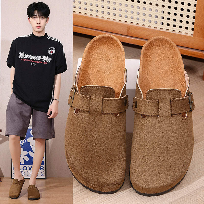 Cross-border Kenbo Bantao men's 2025 summer new cork-soled bag head cool tray shoes women wear lazy flat-soled single shoes