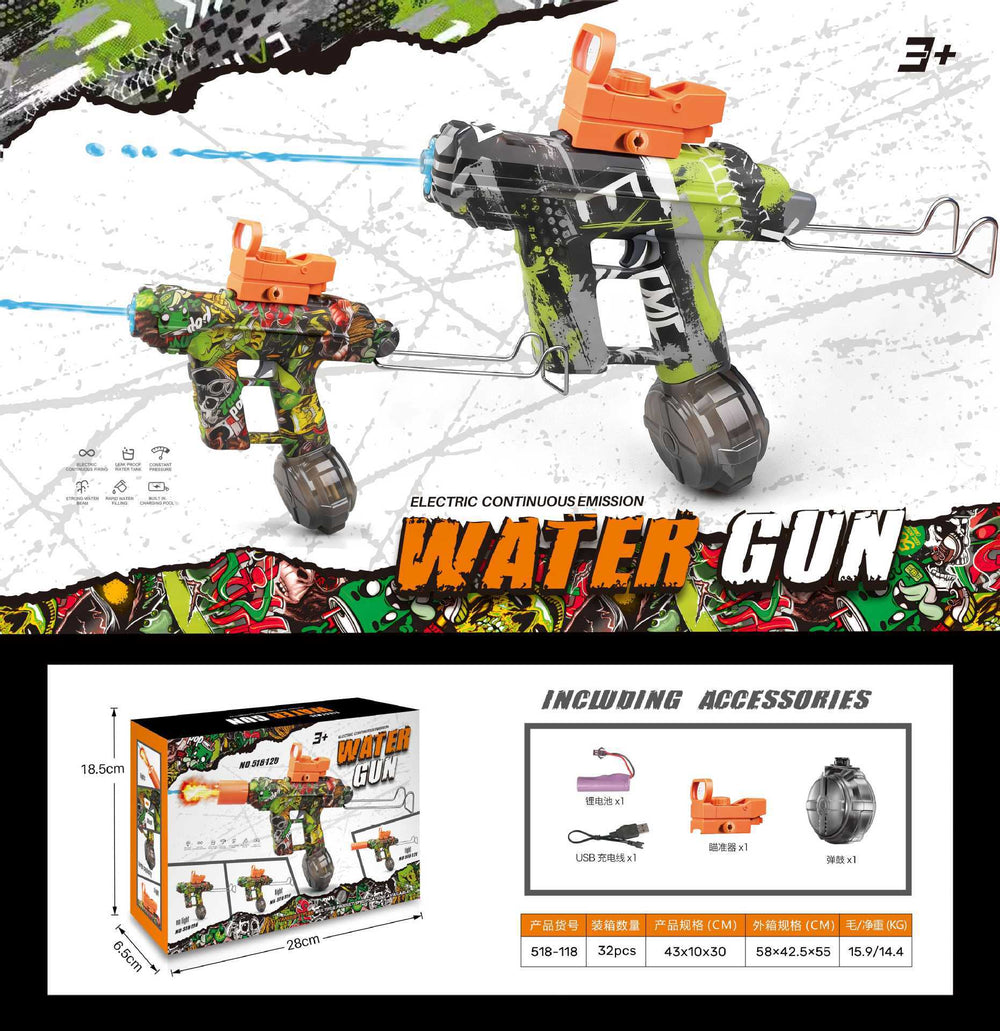 hot-selling uzi kids electric water gun toy large capacity reloading continuous water spray water fight toy wholesale