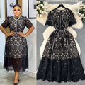 Niche styleretroclassy round neck lotus leaf sleeve lacedress female summernew arrivalslimming lookeleganceelegance long skirt