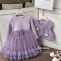 【in stock】girls' outfit  winter new arrival: hello kitty plush vest & fleece tulle skirt sweet princess two-piece set