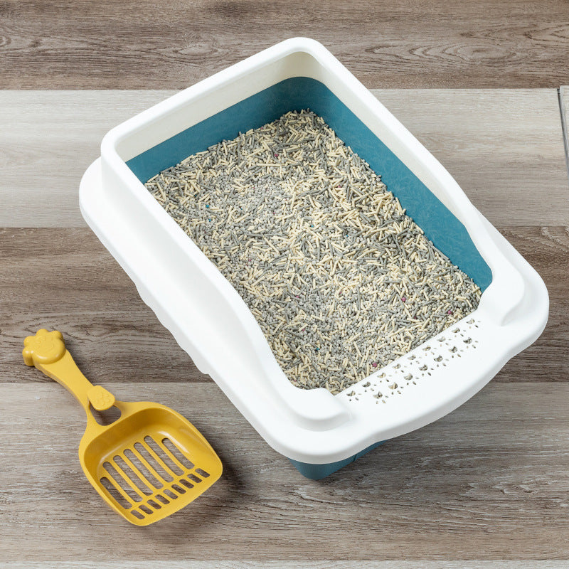 Extra-large, semi-enclosed cat litter box - prevents tracking, extra small size for kittens, cat supplies, cat litter