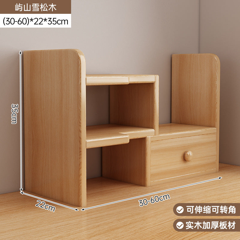 Solid wood core desktop bookshelf dormitory desktop storage office station storage simple corner multi-layer telescopic bookcase