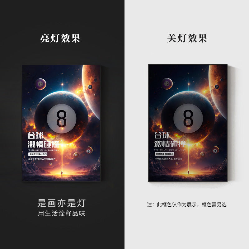 Trend billiard room luminous decorative painting imitation abyss mirror cyberpunk astronaut hanging painting billiard hall luminous lamp painting