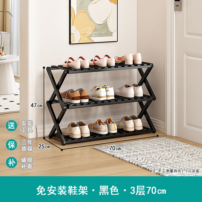 Shoe rack simple door for home multi-layer storage space-saving corner small dust-proof narrow shoe cabinet free of installation