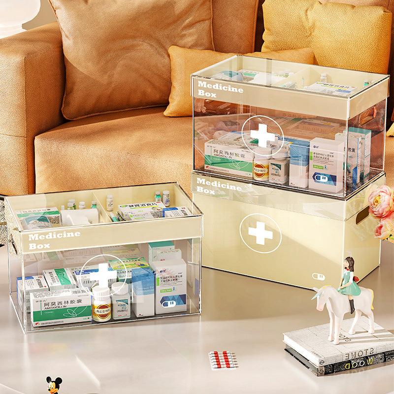 Multi-layer medicine box household home medical box partition storage medicine box storage box double-layer transparent portable medical box