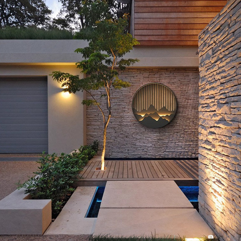 Outdoor new chinese style luxury villa gate waterproof wall lamp landscape courtyard entrance aisle light solar powered exterior wall light