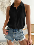 Satin sleeveless blouse for women - new spring satin top - casual commute solid color blouse - wholesale
