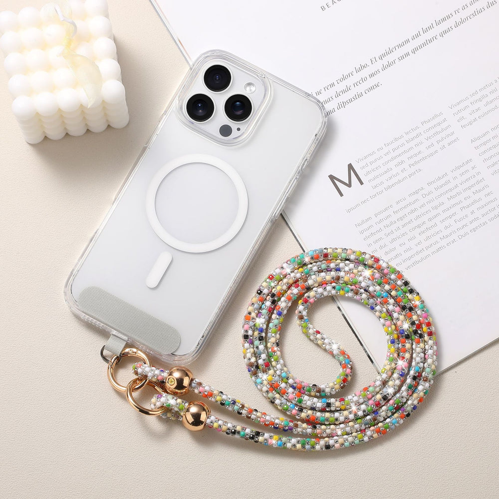 Luxury rhinestone phone lanyard - long crossbody phone chain, shoulder strap, bag charm, and phone cord