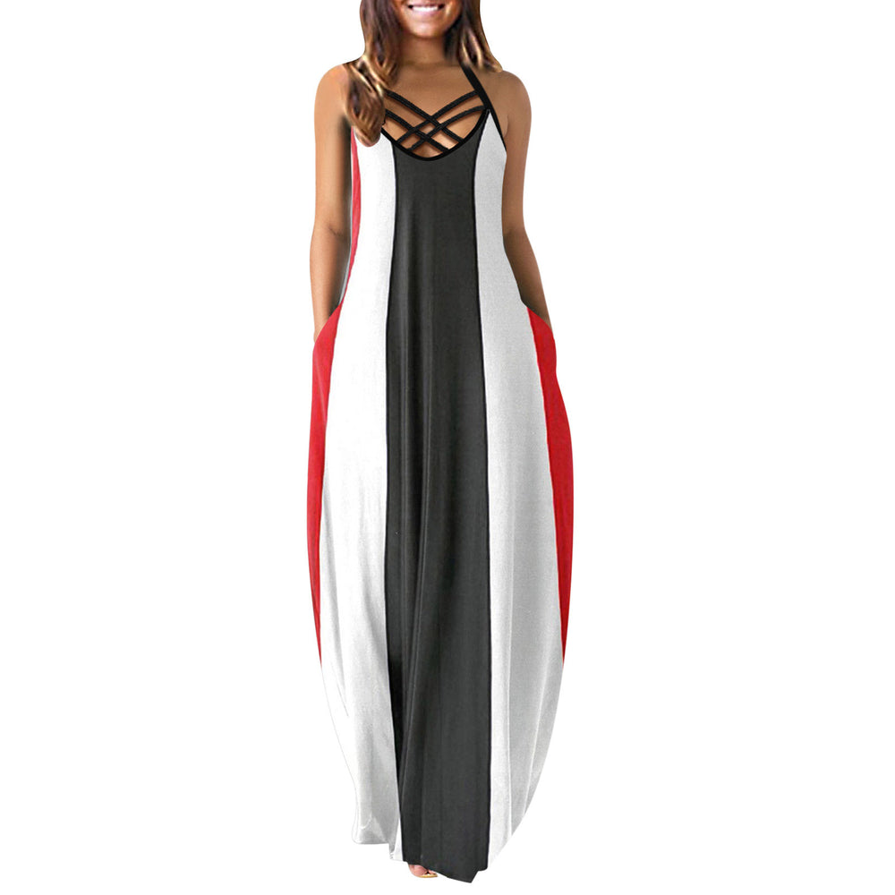 new arrival: european and american style casual fashion summer loose sleeveless camisole maxi dress for  export