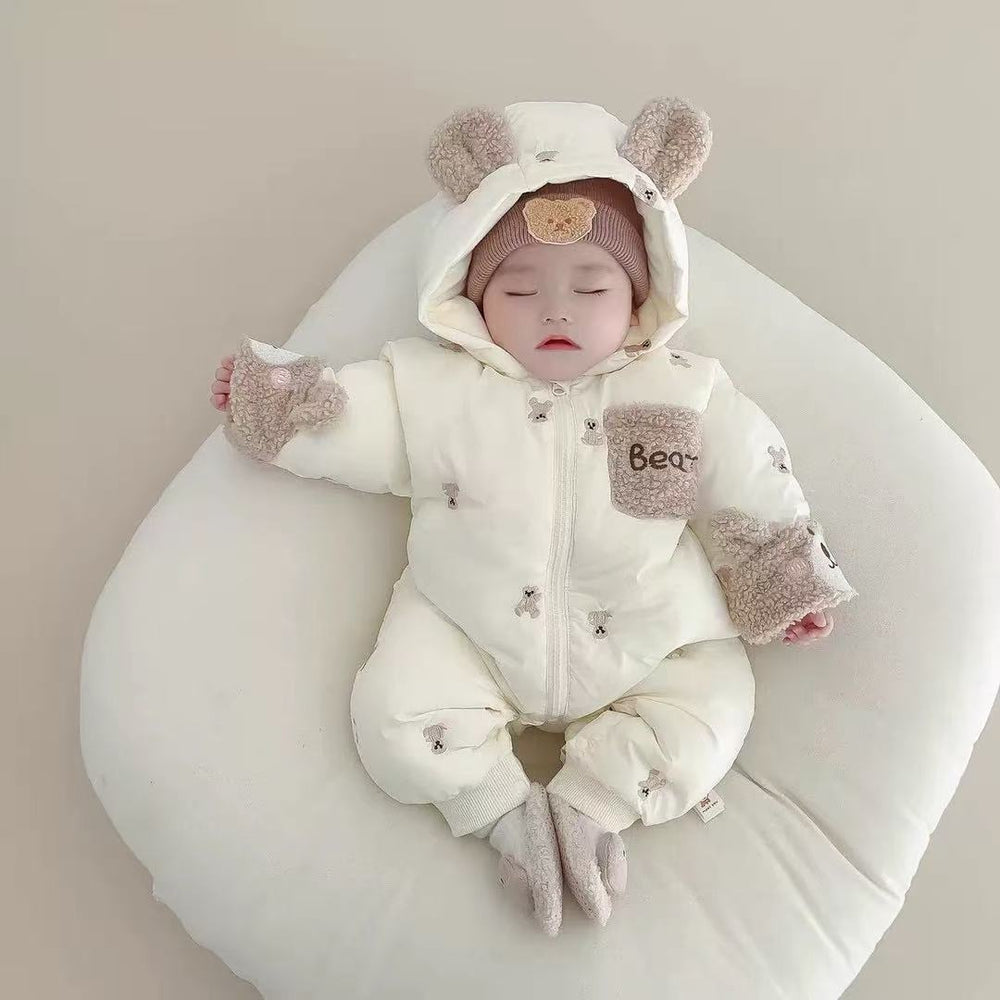 Infant winter fleece-lined thickened clothes baby outing romper newborn winter cotton-padded jumpsuit outerwear