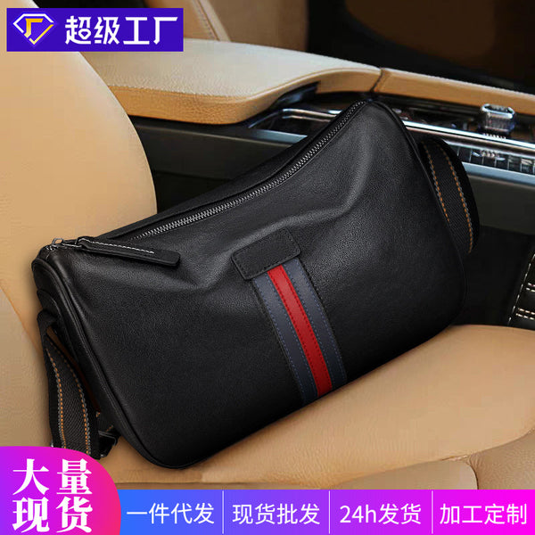 New trendy men's bags, genuine leather men's shoulder bags, fashion and leisure messenger bags, first-layer cowhide light luxury small satchel bags