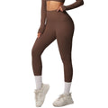 New arrival cross-border pure color double-sided brushed tight high waist high elastic breathable yoga pants sports running fitness yoga clothes