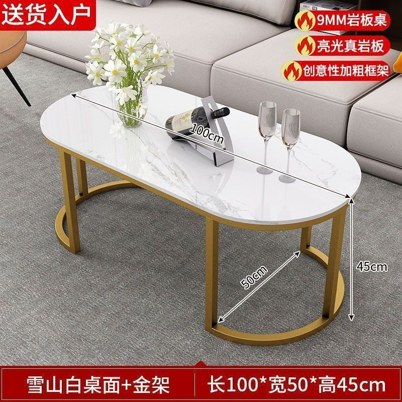 Thickened coffee table living room for home small apartmentaccessible luxury modern rock slab small table casual oval popularnordic coffee table
