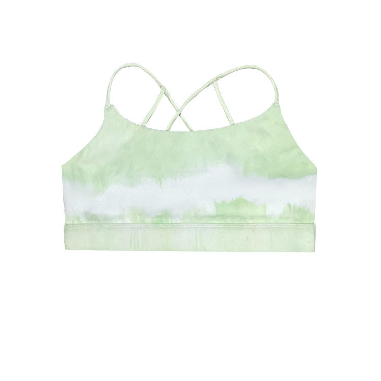 Ink wash print kids' yoga outfit set - girls' sports tank top & high-stretch, skin-friendly compression top