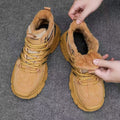 Men's winter fleece-lined warm cotton shoes, thick-soled work shoes, non-slip outdoor sports casual hiking martin boots, trendy footwear