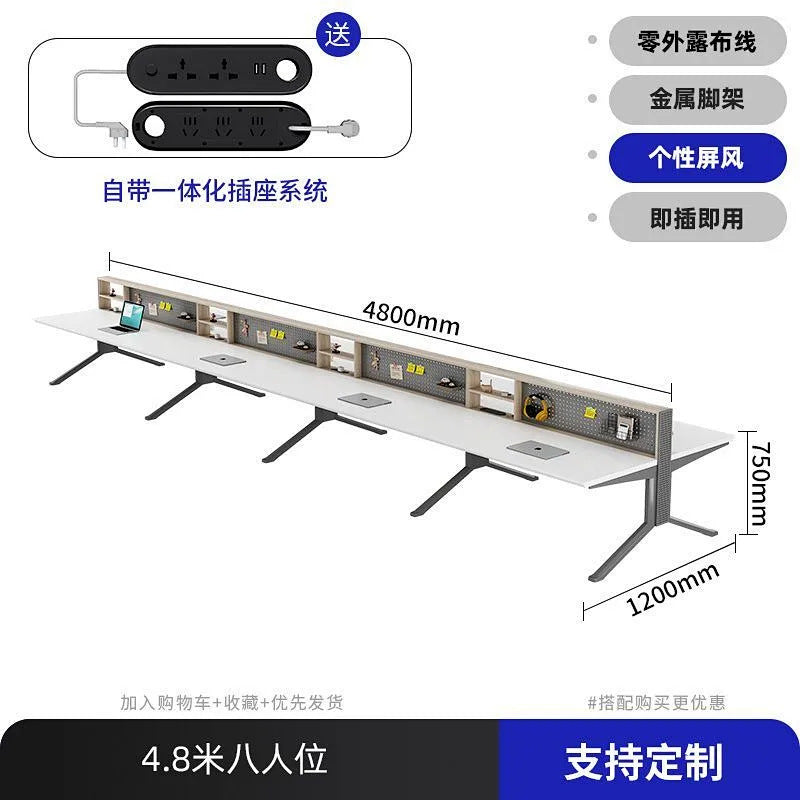 Office desk staff slot casual double four-person slot hole board hanging board storage screen table and chair combination