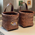 Wall-mounted hand-woven storage basket, toy sundries storage box, ginger and garlic storage basket, imitation rattan woven wash basin storage basket